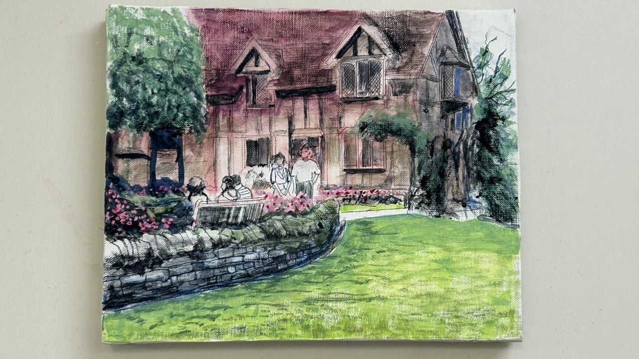 私の趣味、油絵💓英国🇬🇧シェイクスピアの生家🏠