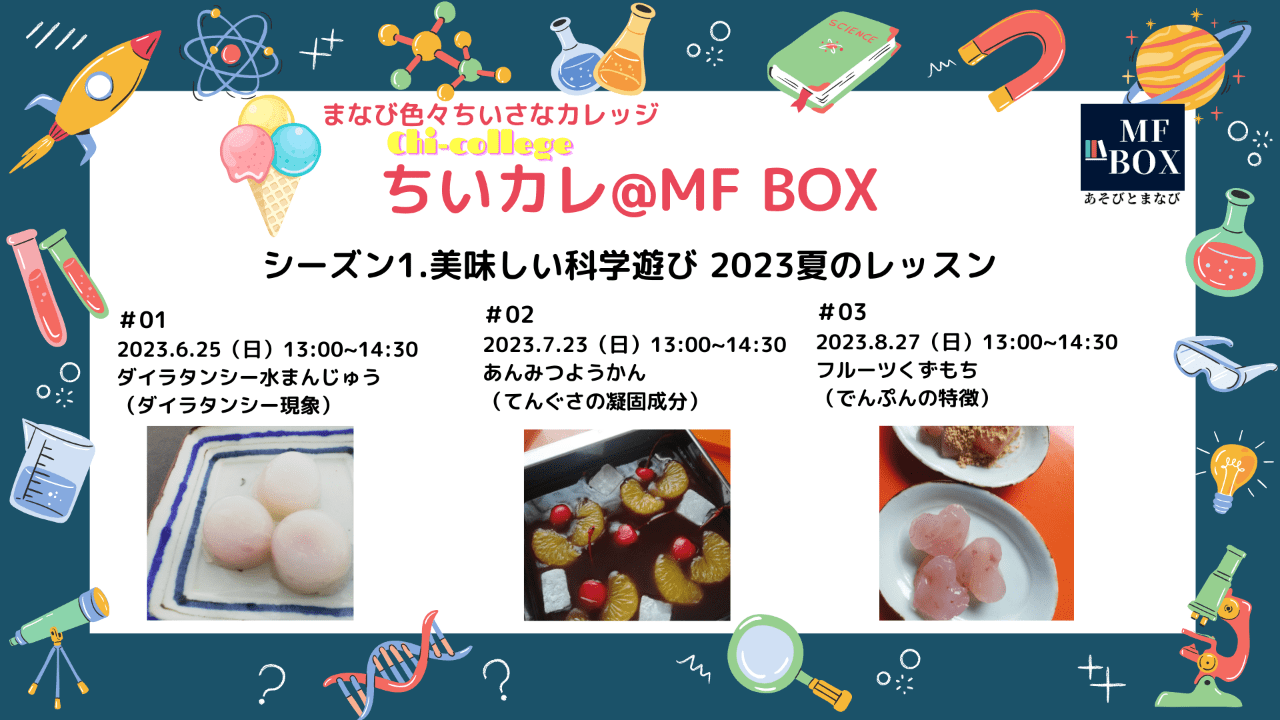 募集中　シーズン1 美味しい科学遊び　2023夏のレッスン