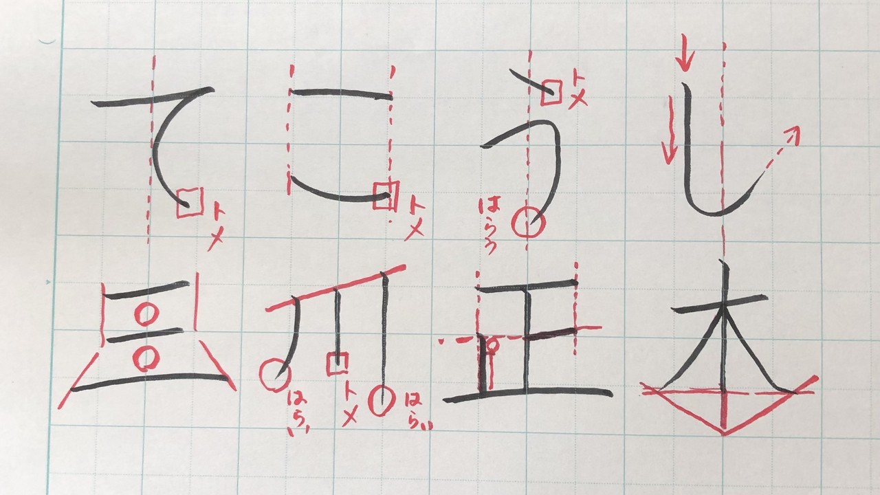 7/24夏休みオンラインレッスンで練習した字