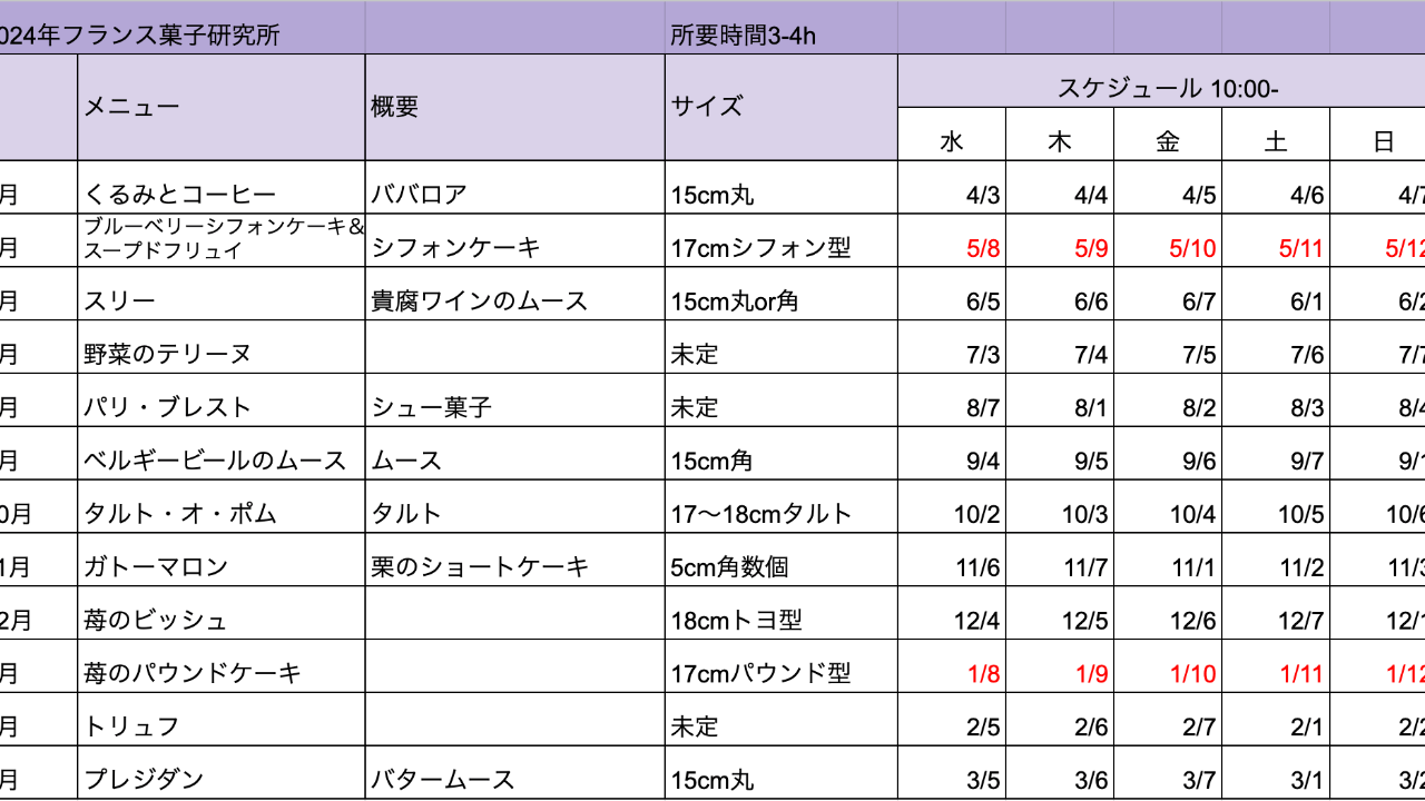 2024年4月‐2025年3月年間メニューが決まりました