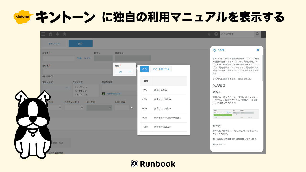 kintoneに独自の利用マニュアルやガイドを表示する方法 - Runbook